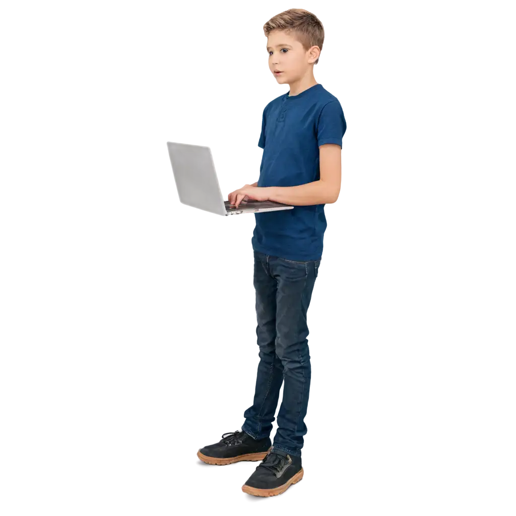 Young-Boy-Standing-with-Laptop-HighQuality-PNG-Image-for-Versatile-Online-Use
