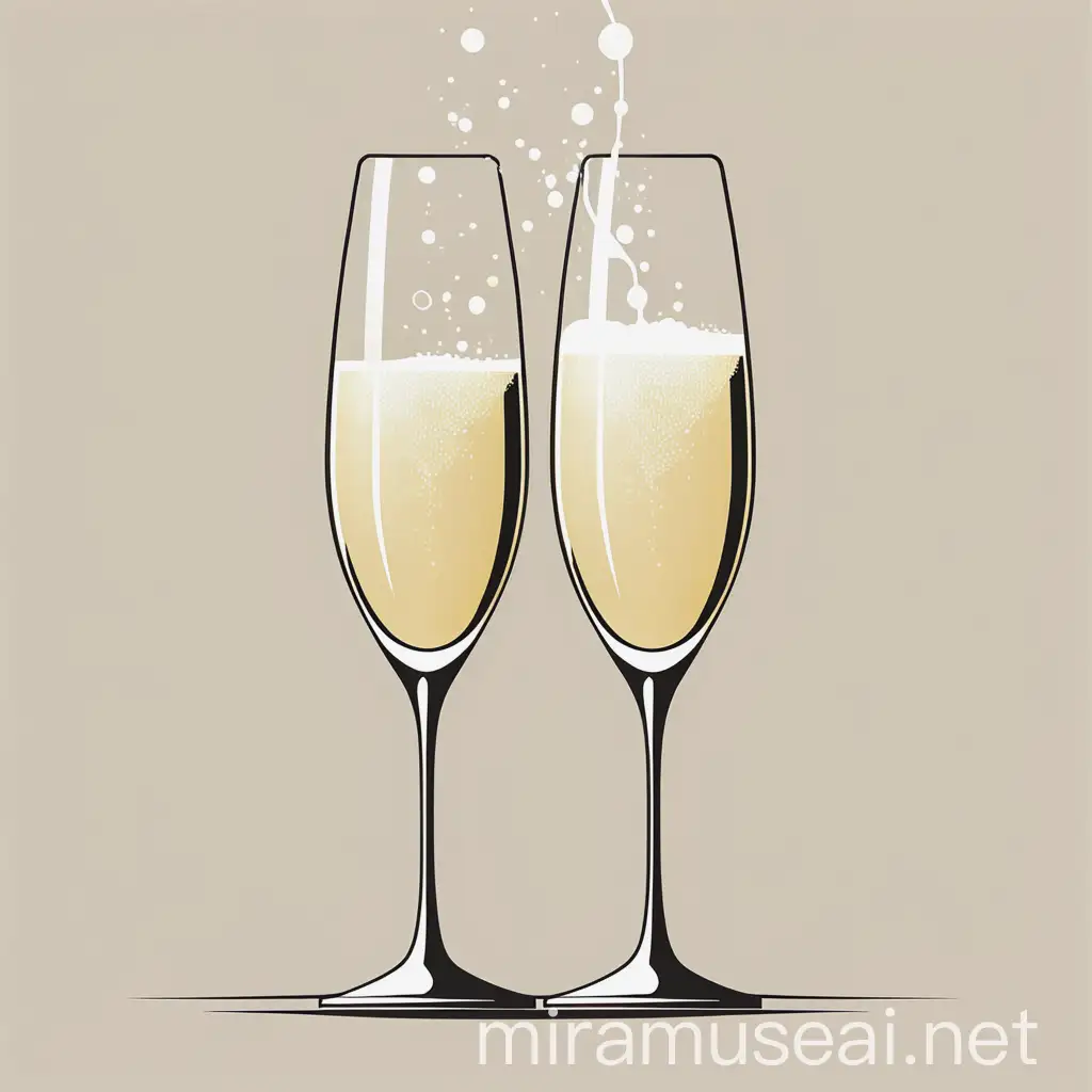 Minimalistic Vector Illustration of Champagne Tasting