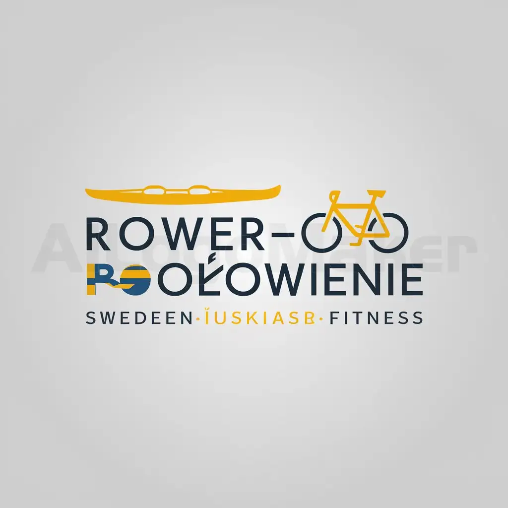 a logo design,with the text "rowerołowienie", main symbol:kayak, bike, sweden,Minimalistic,be used in Sports Fitness industry,clear background