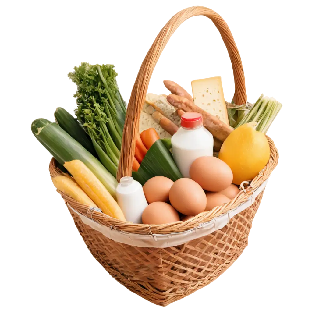 HighQuality-PNG-Image-of-a-Market-Basket-with-Vegetables-Fish-Eggs-Sausages-Milk-and-Cheese