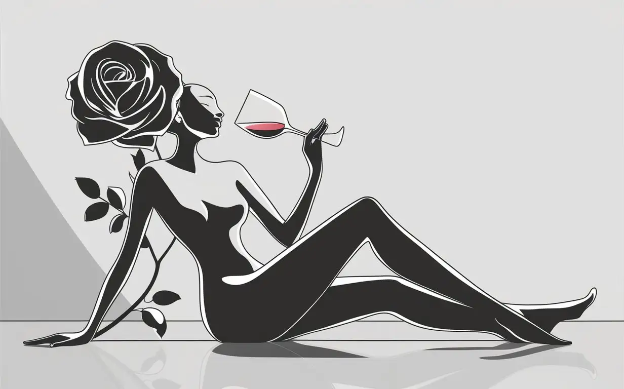 Abstract-Figure-Study-Stick-Figure-Rose-Drinking-Wine