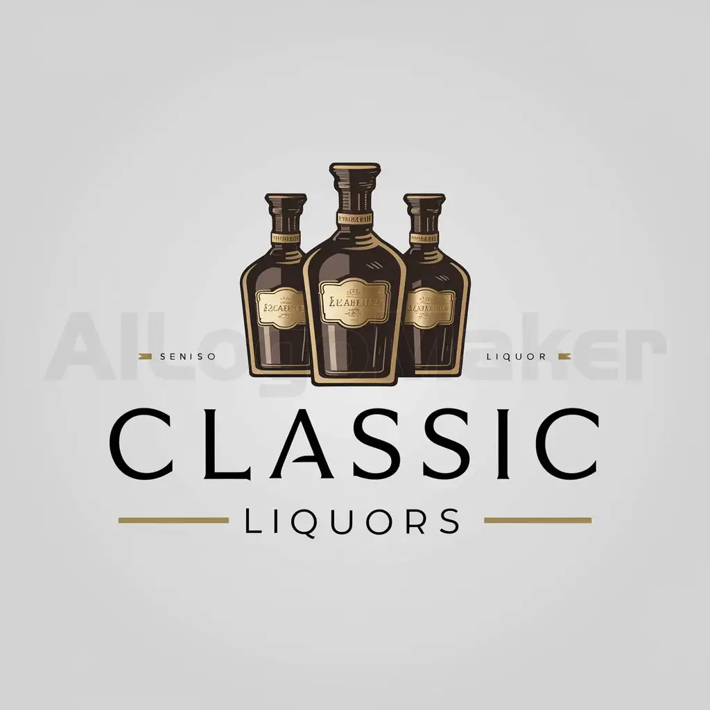 a logo design,with the text "Classic Liquors", main symbol:Vintage Liquor Bottles,complex,be used in Others industry,clear background