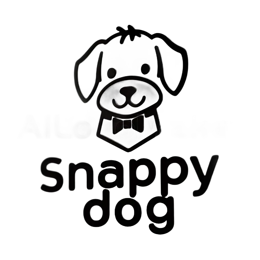 LOGO-Design-For-Snappy-Dog-Stylish-Canine-with-Bow-Tie-on-Clear-Background