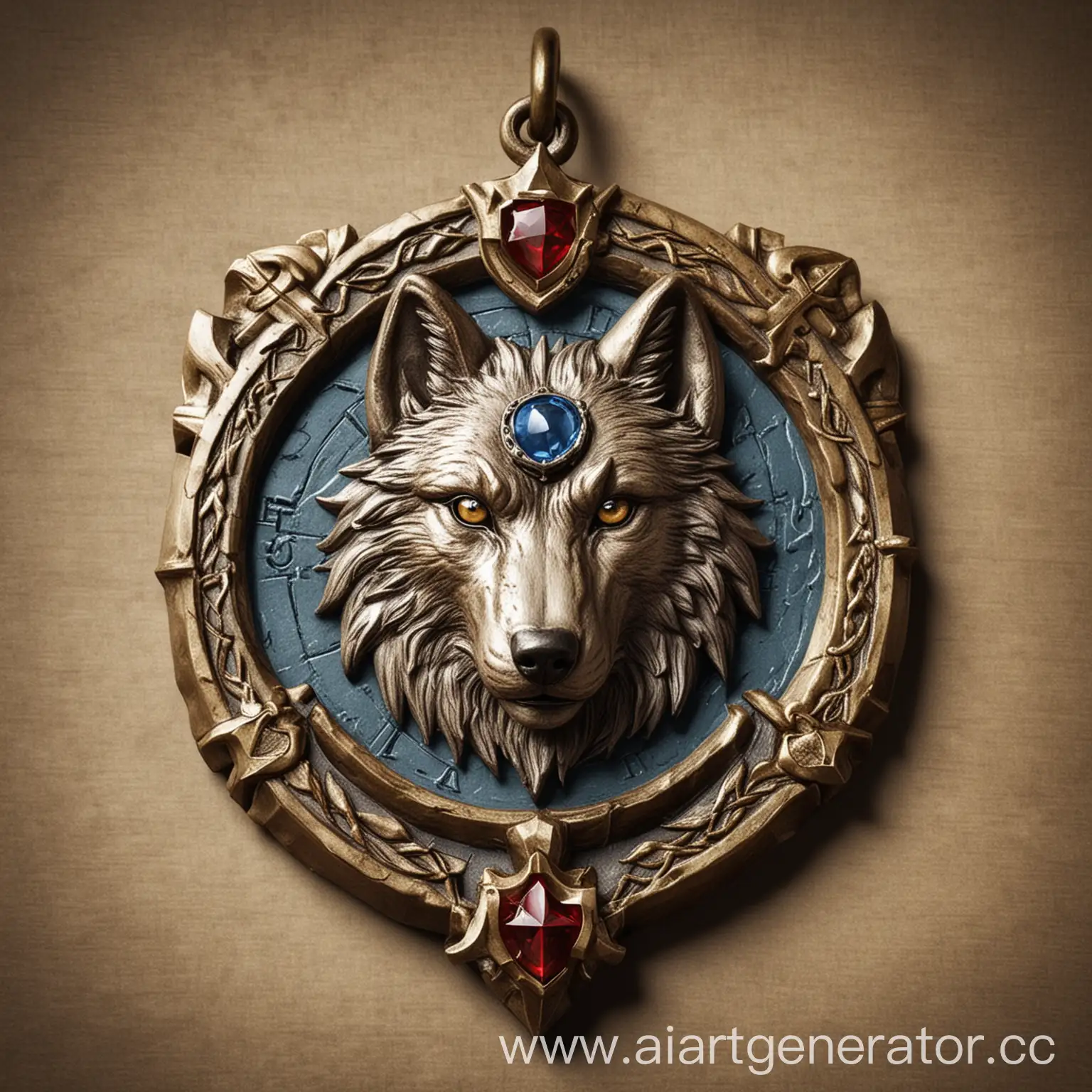 Нужен амулет, который покажет принадлежность к королевским егерям. Нужен рисунок божественного волка на нем, а также герб королевства.