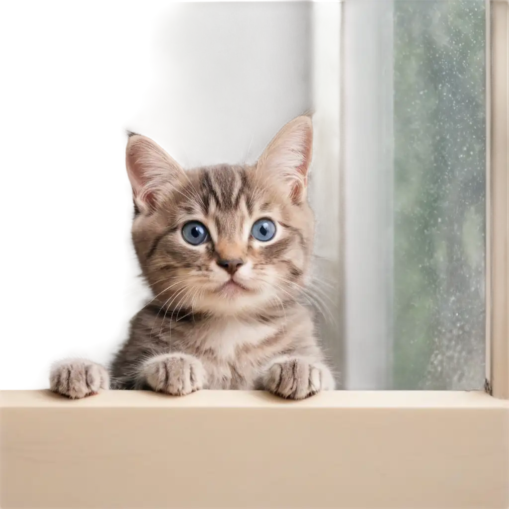 cute baby cat peeping through window