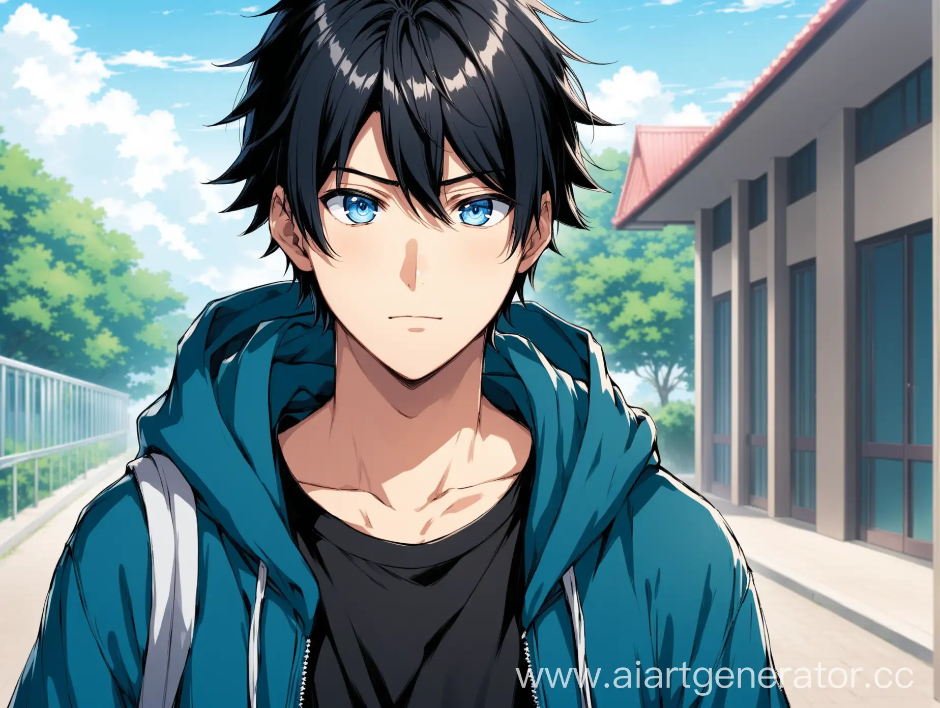 Anime-Schoolboy-with-Black-Hair-and-Blue-Eyes-Walking-to-School