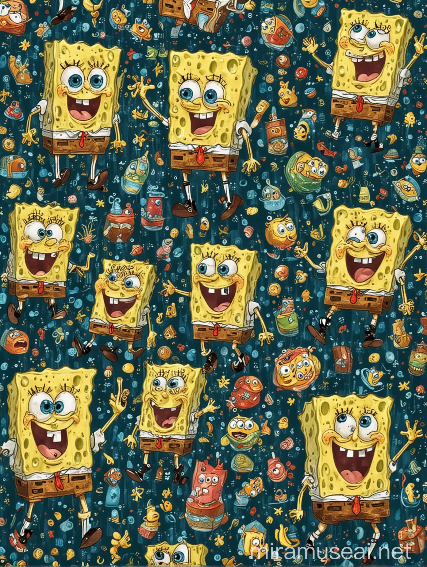 Childrens Theme Background with Spongebob Design