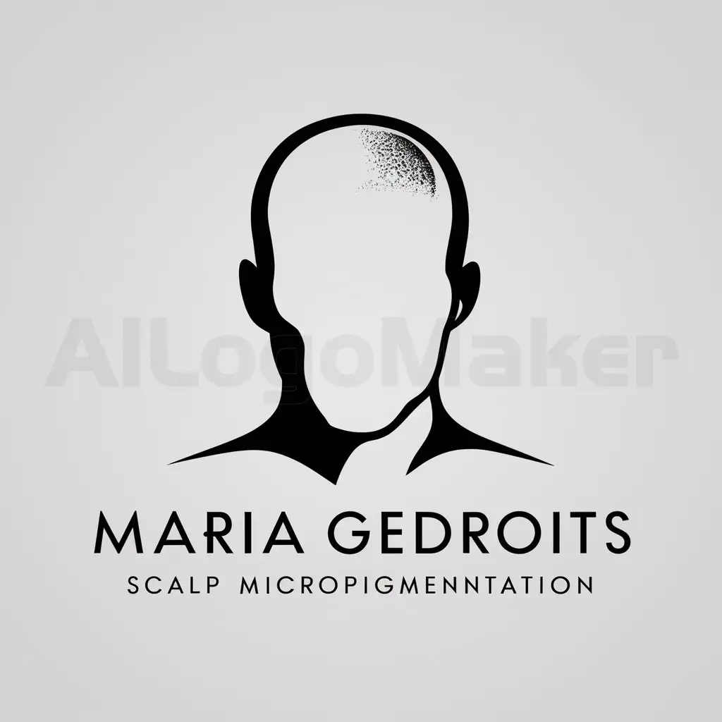 a logo design,with the text "Silhouette of a man's head without hair", main symbol:Maria Gedroits scalp micropigmentation,Moderate,clear background