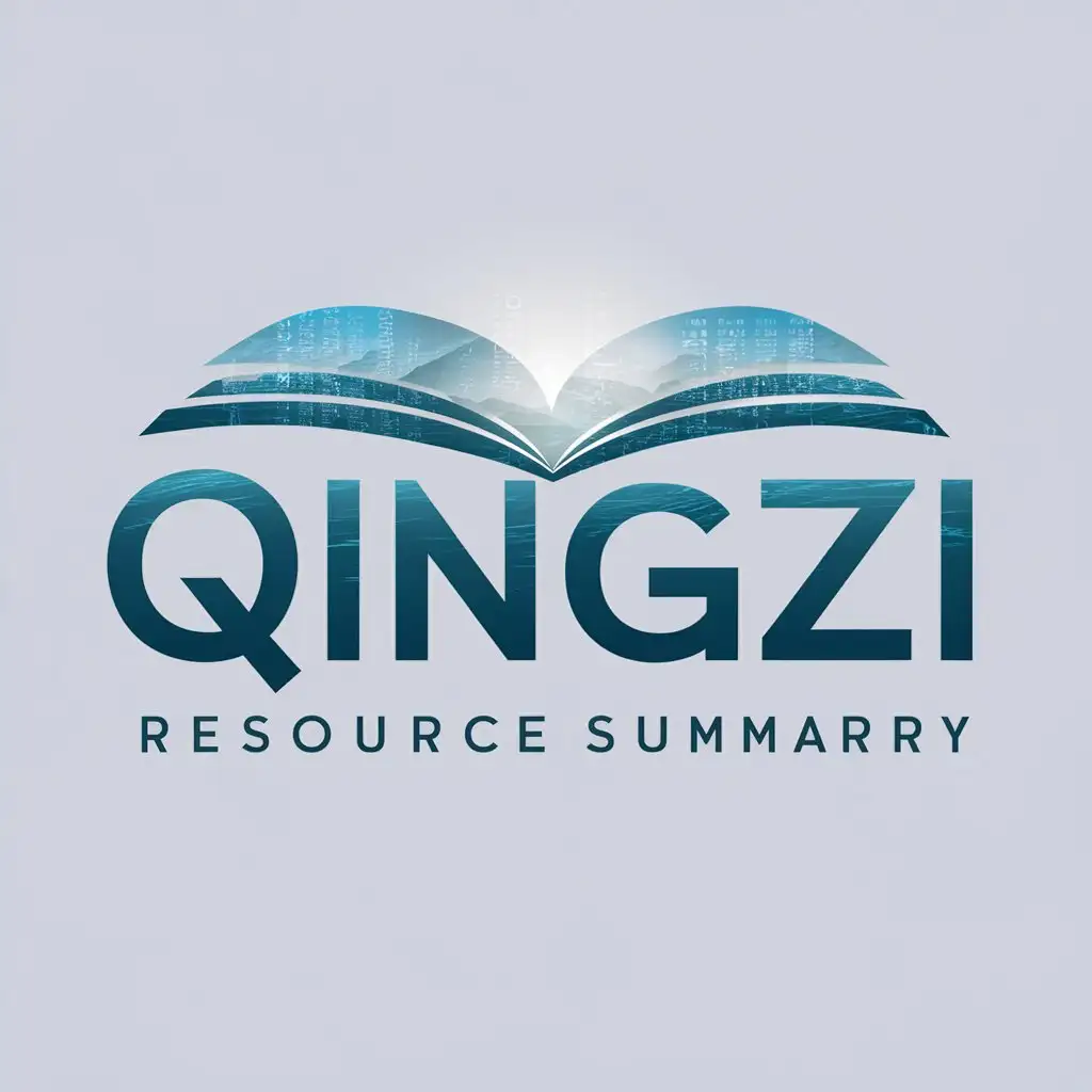 a logo design,with the text "Qingzi Resource Summary", main symbol:a book being opened,Moderate,be used in Internet industry,clear background