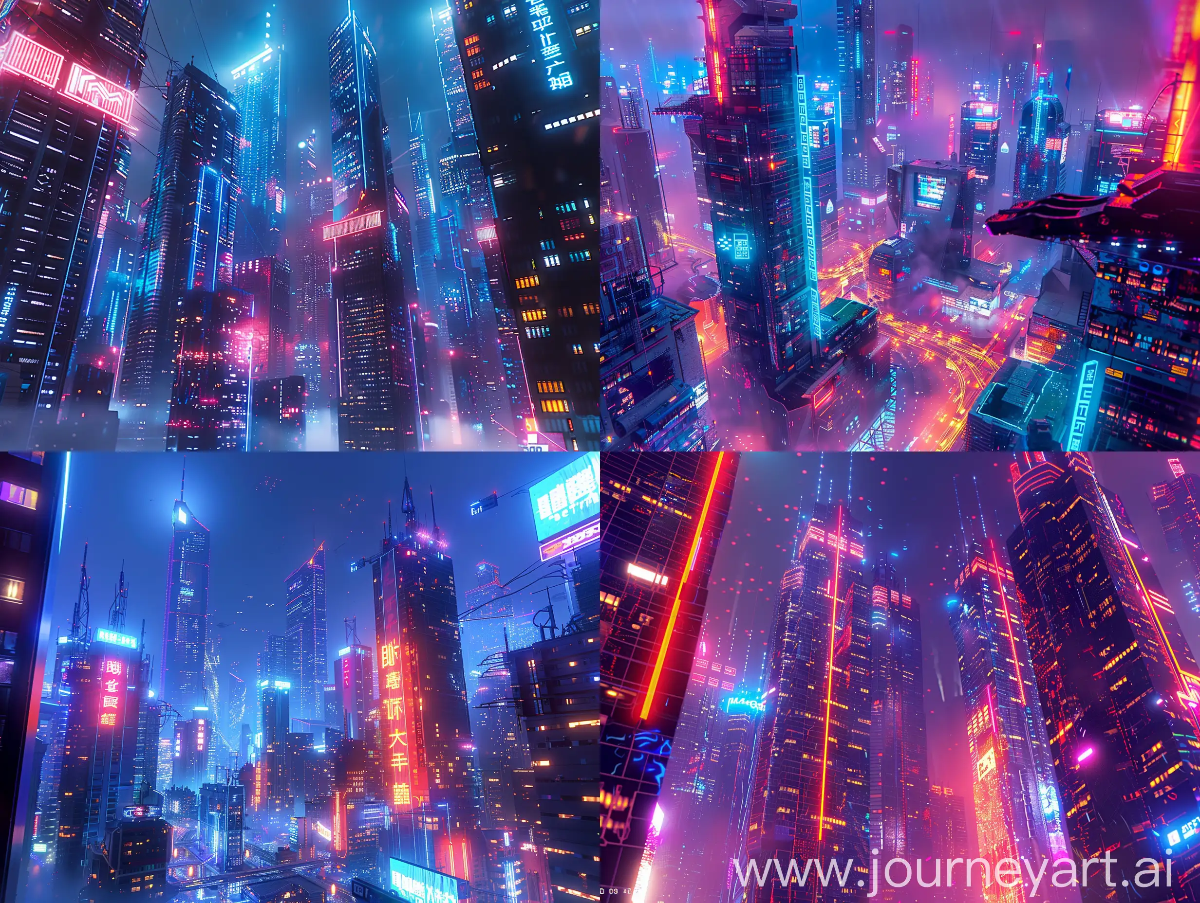 Futuristic-Cyberpunk-Cityscape-with-Neon-Skyscrapers-at-Night