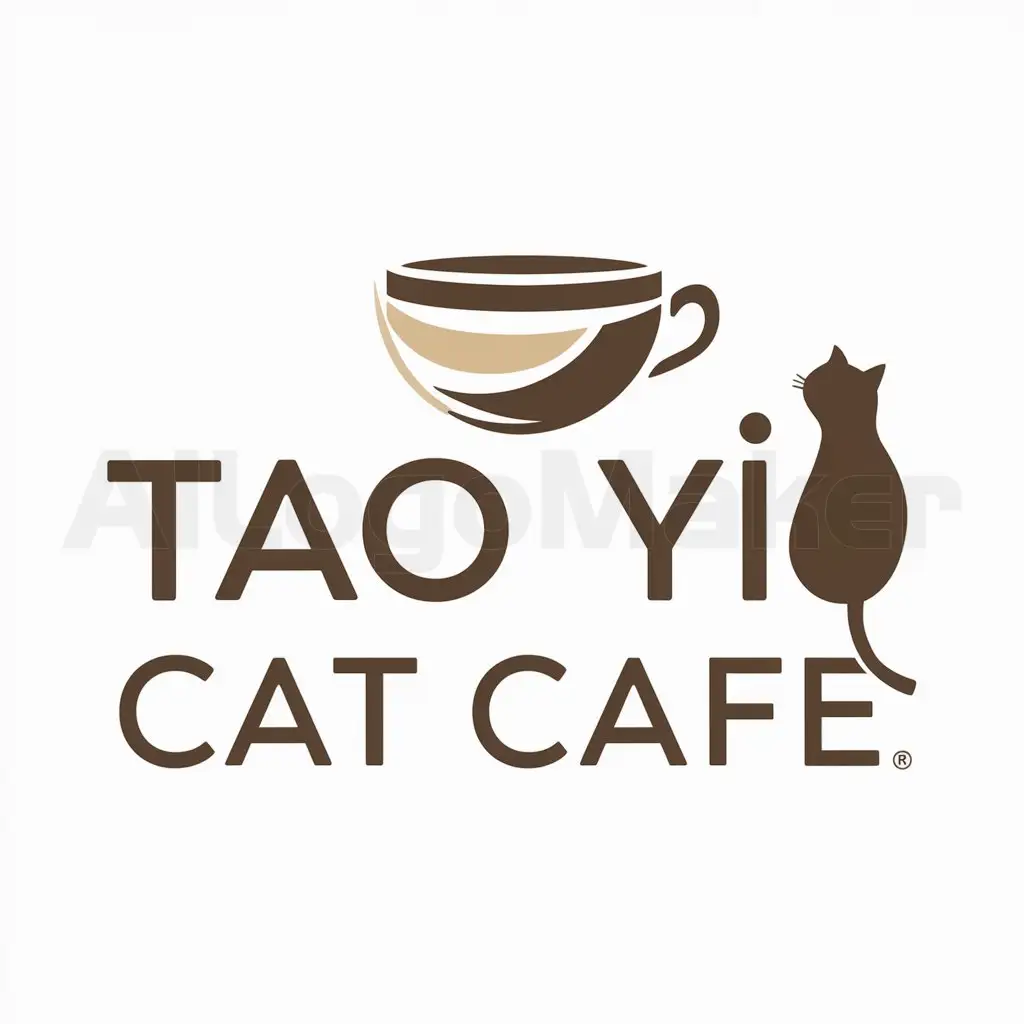 a logo design,with the text "Tao yi cat cafe", main symbol:porcelain, coffee,Moderate,be used in Restaurant industry,clear background