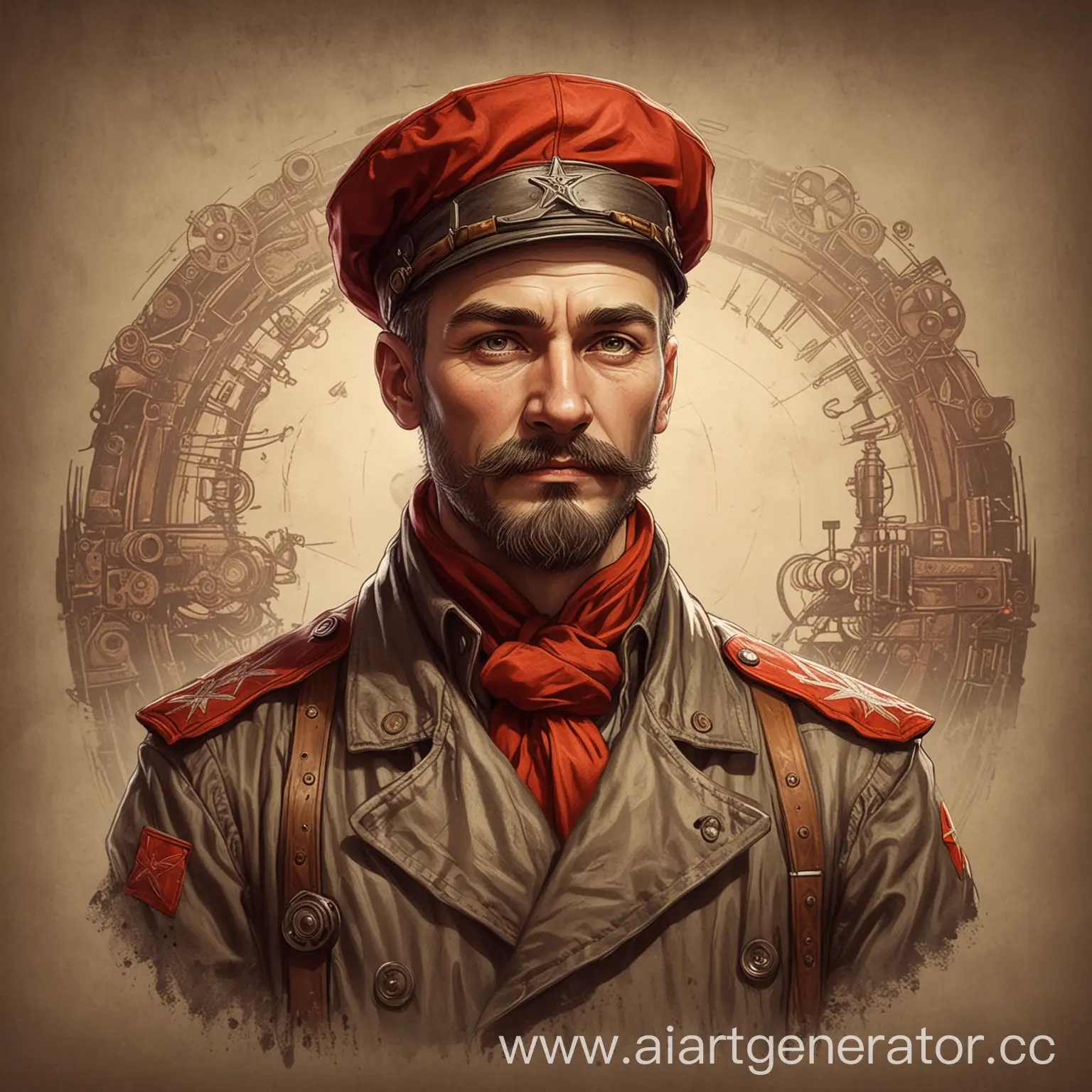 Steampunk-Soviet-Pioneer-RetroFuturistic-Portrait
