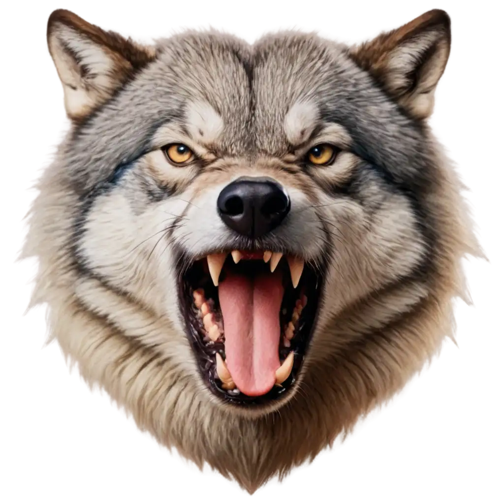 angry realistic wolf head