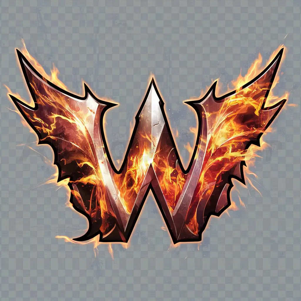 a logo design,with the text "Wild", main symbol:design logo with text, main symbol: letter W, epic fiery elements,complex,be used in computer games industry,clear background