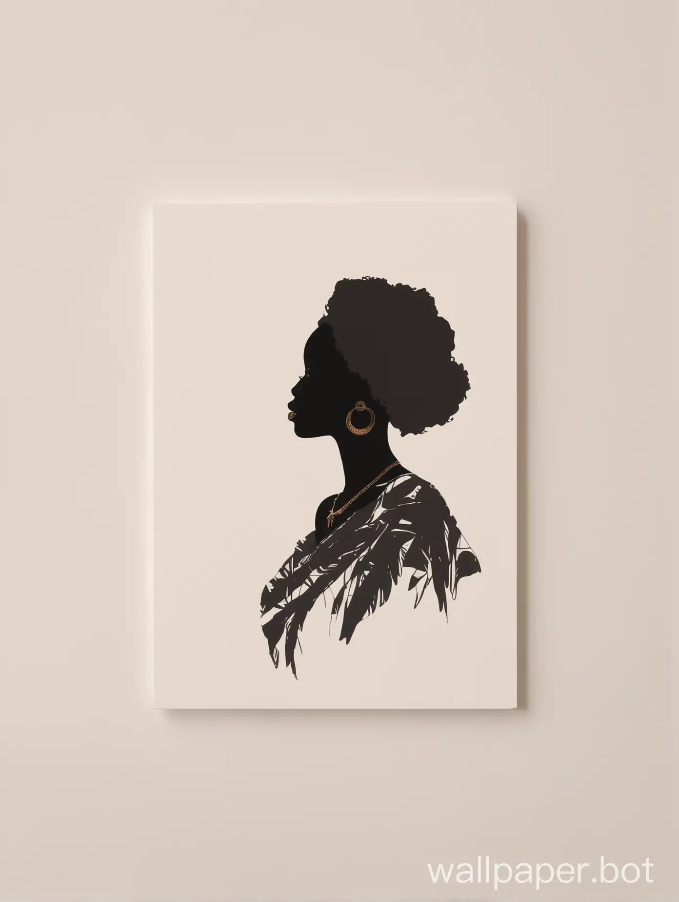 Orisha Yemọja, minimalist illustration, silhouette, African art aesthetic, hipper detailed, white background