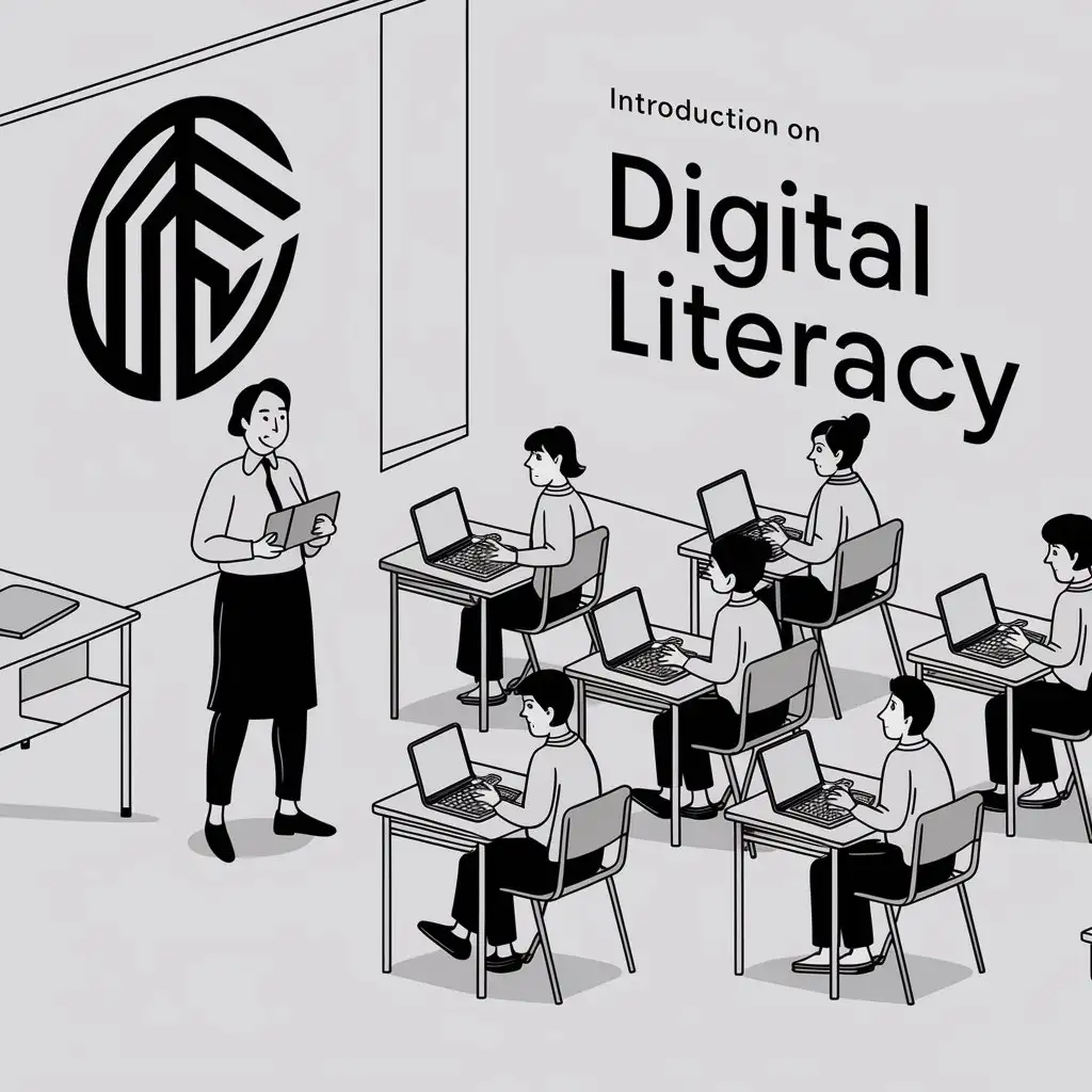 introductory lesson, Lesson topic: Introduction to Digital Literacy, logo, minimalism