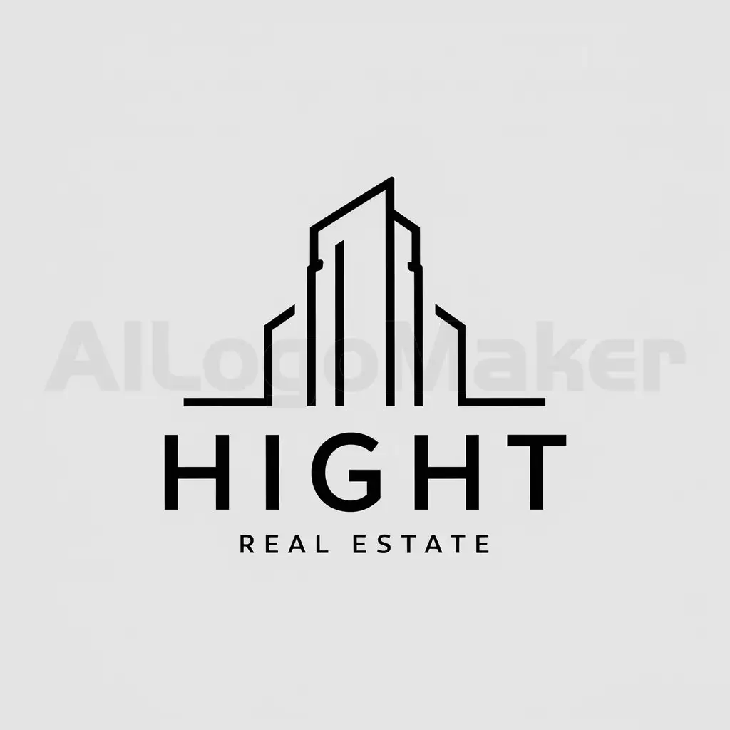 a logo design,with the text "Hight", main symbol:high building,Minimalistic,be used in Real Estate industry,clear background