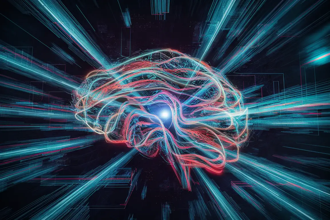 Dynamic Neural Network Data Streams Vibrant Futuristic Technology Concept