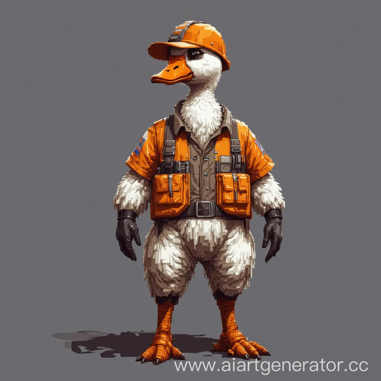 Pixel-Art-Goose-Engineer-in-Orange-Helmet