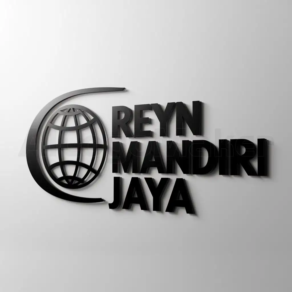 a logo design,with the text "Reyn Mandiri Jaya", main symbol:Globe,complex,be used in Others industry,clear background