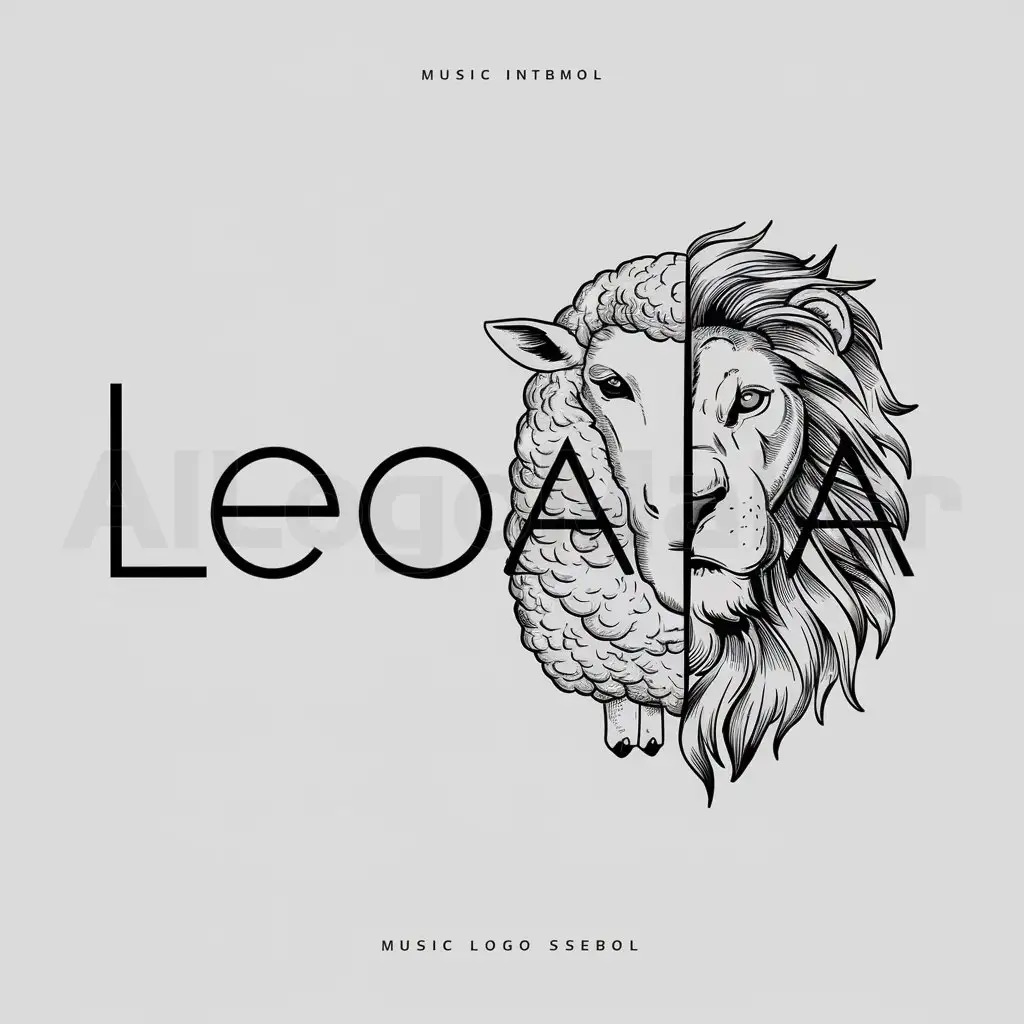 a logo design,with the text "Leoaia", main symbol:half lion half sheep,complex,be used in music industry,clear background
