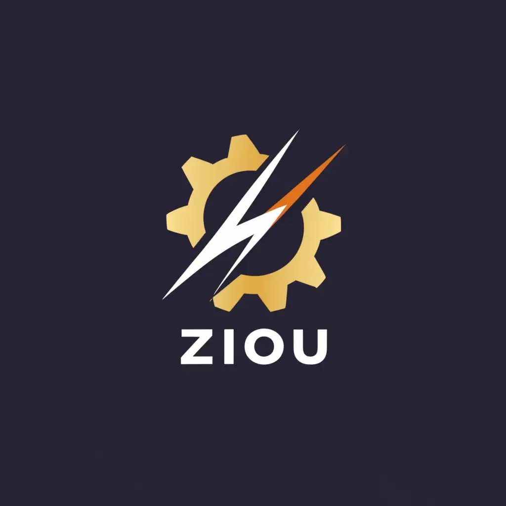 a logo design,with the text "Ziou", main symbol:flash and gear,Moderate,be used in Technology industry,clear background