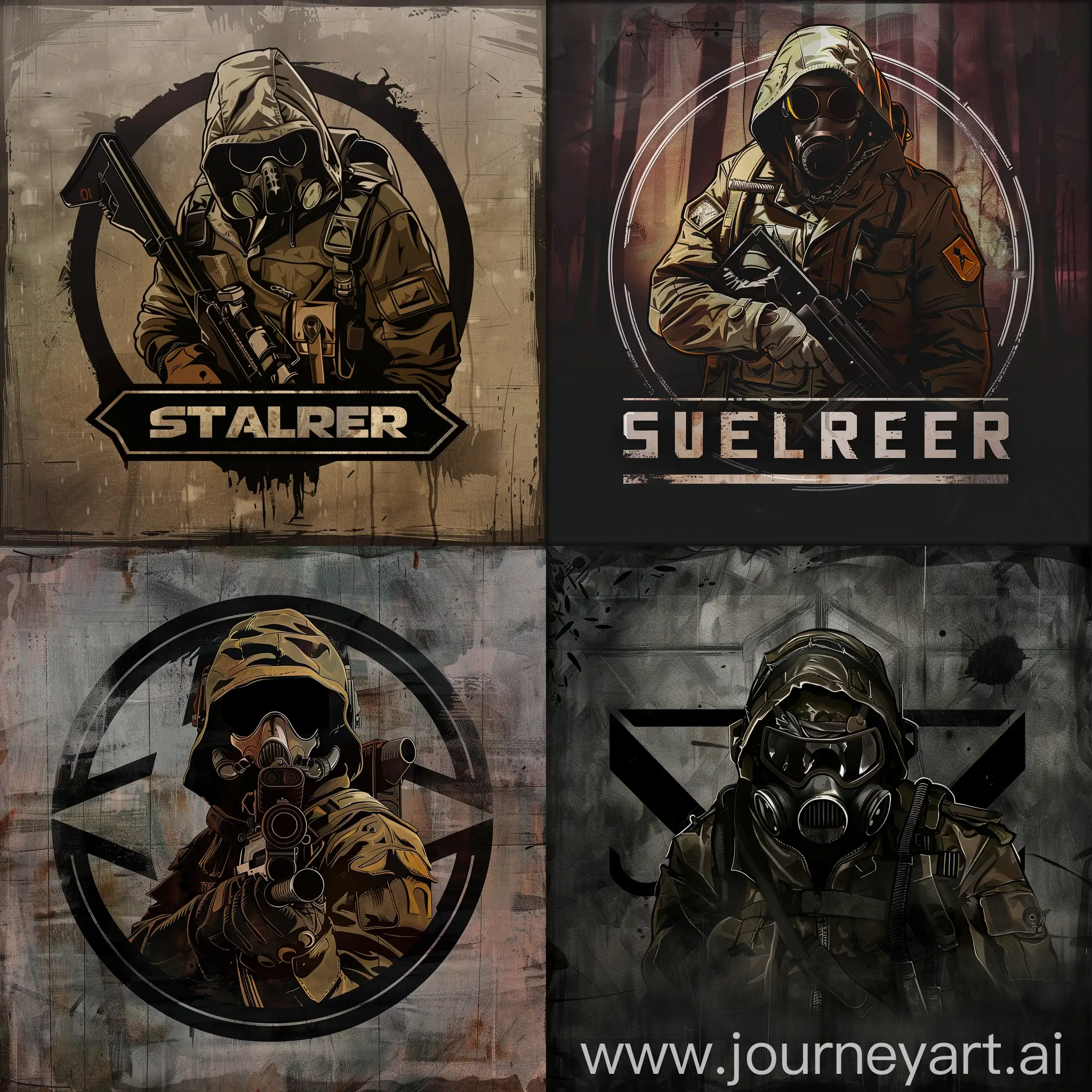 Mysterious, horror style STALKER logo emblem for Game Art