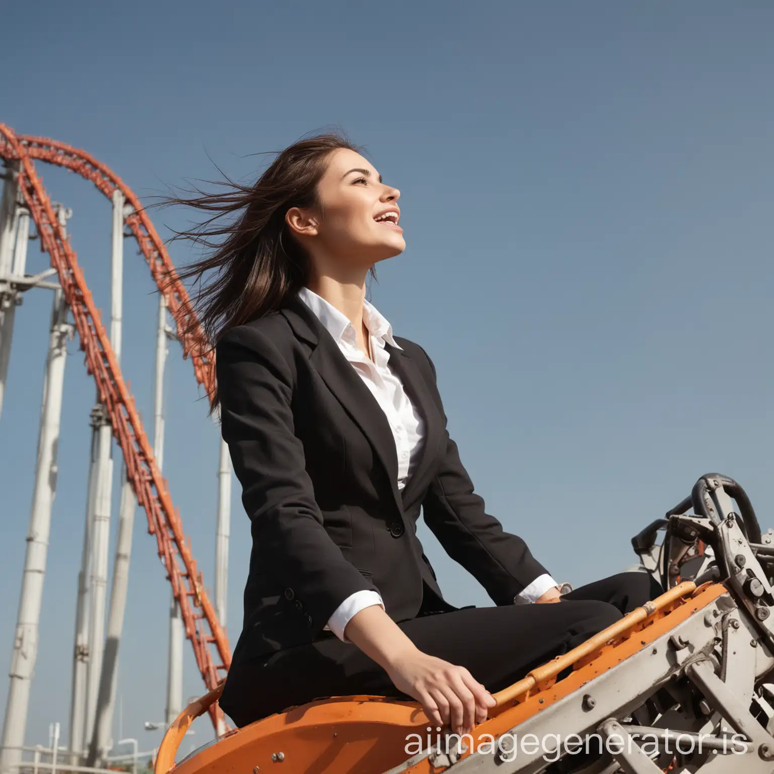 Business woman in roller coaster side view