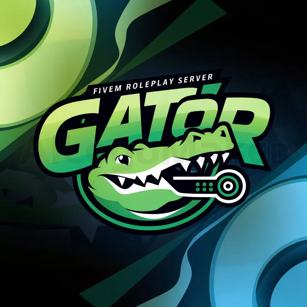 a logo design,with the text "Gator", main symbol:make me a logo for my fivem roleplay server discord bot the bot is called Gator its meant to make my server more fun with a lot of fun commands,complex,clear background