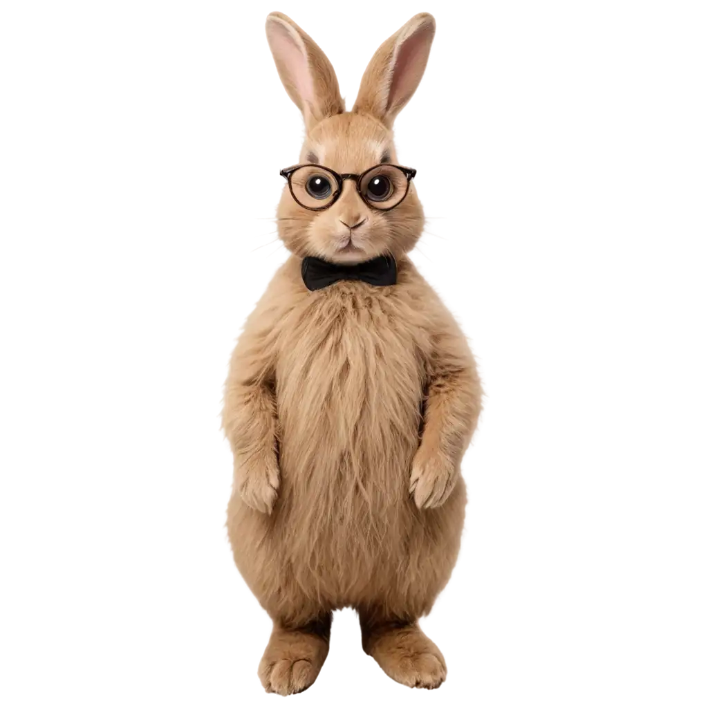 a giant bunny sitting with glasses on eyes