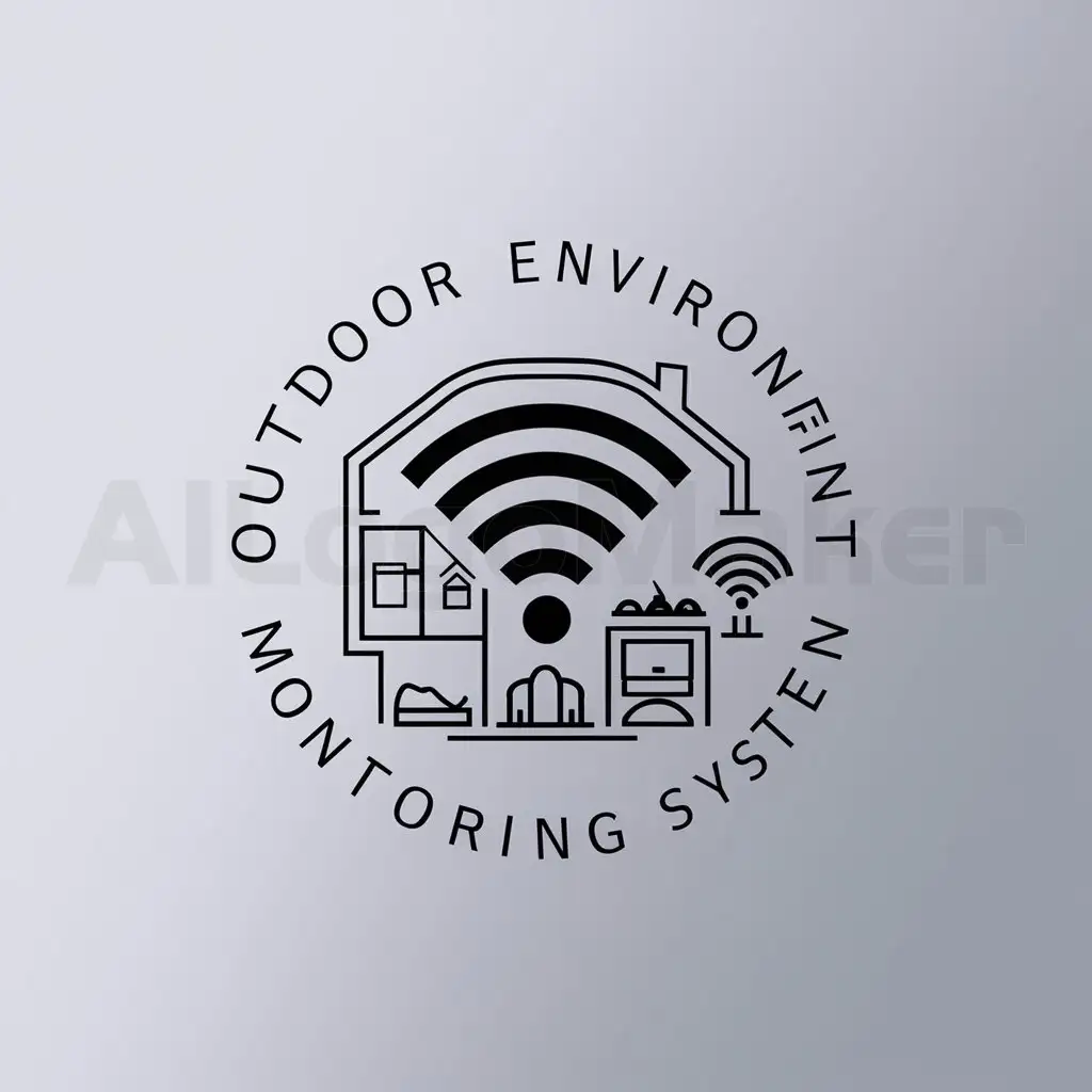 a logo design,with the text "outdoor environment monitoring system", main symbol:wifi,home furnishings,Minimalistic,be used in Technology industry,clear background
