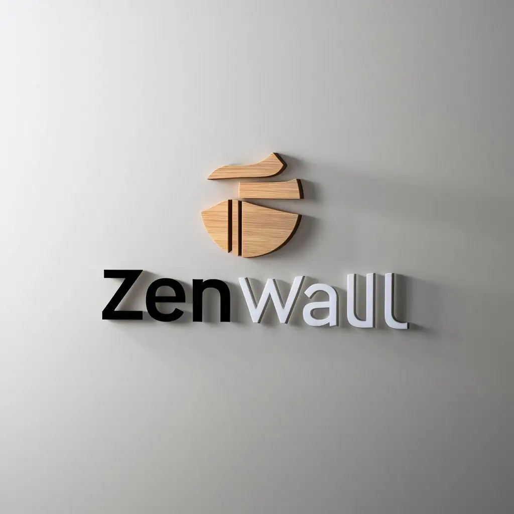 a logo design,with the text "zenwall", main symbol:["wall","woodworking","zen"],Minimalistic,clear background
