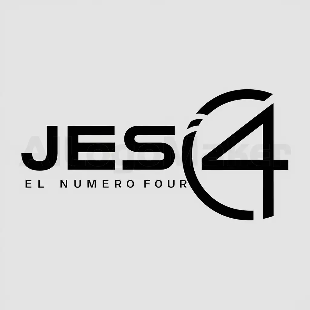 a logo design,with the text "jes4", main symbol:el numero 4,Minimalistic,be used in Technology industry,clear background