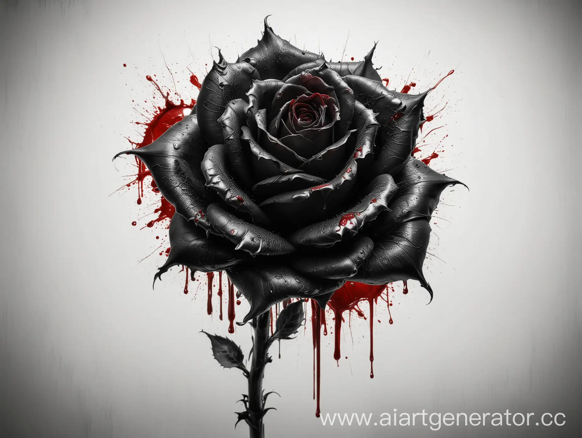 Gothic-Fantasy-Black-Rose-with-Blood-on-White-Background