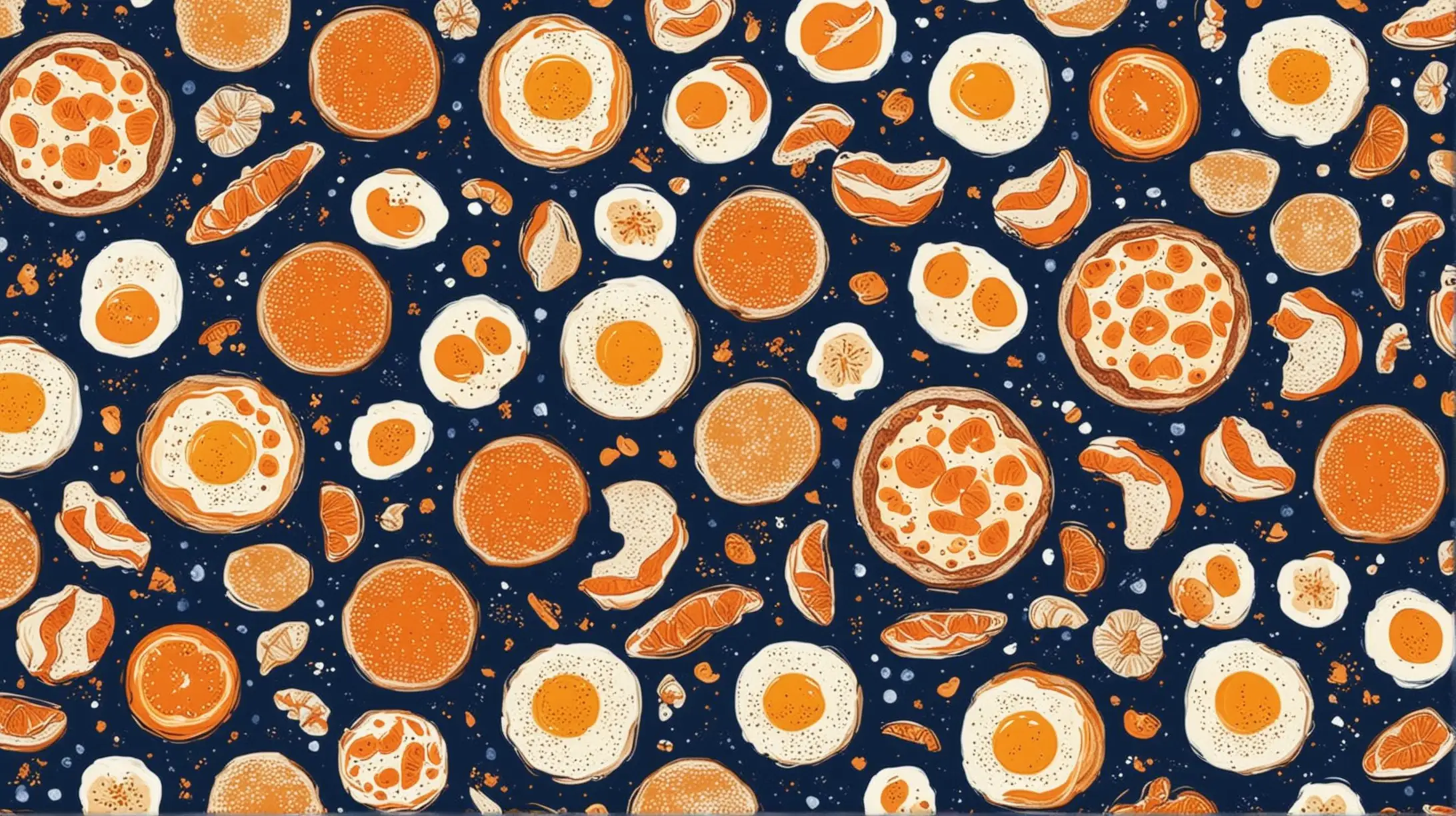 breakfast pattern dark blue and orange
