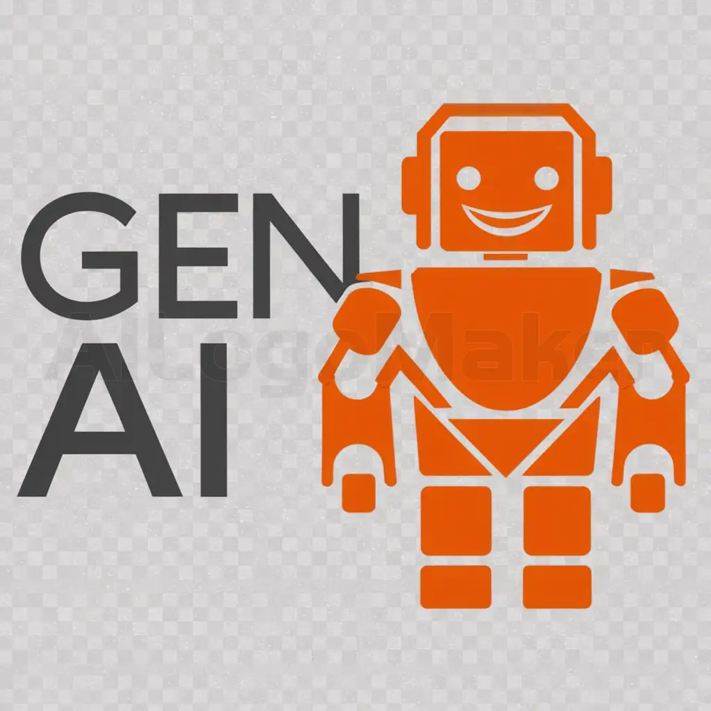 a logo design,with the text "Gen Ai", main symbol:orange color robot logo ,Moderate,clear background
