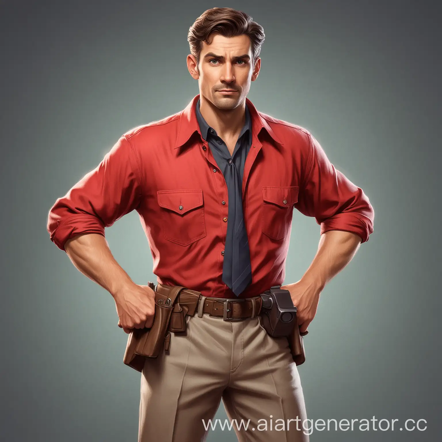 Персонаж детектив в красной рубашке