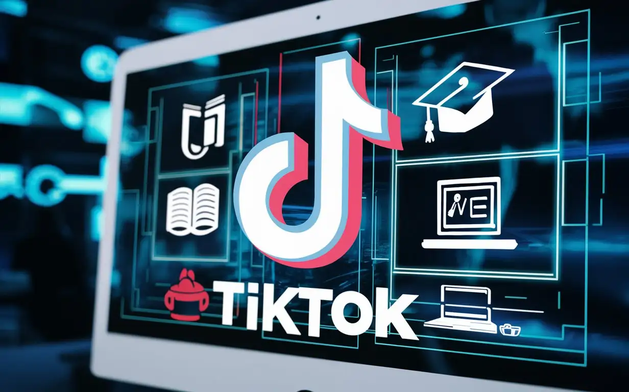 Online Computer Education Course with TikTok Logo