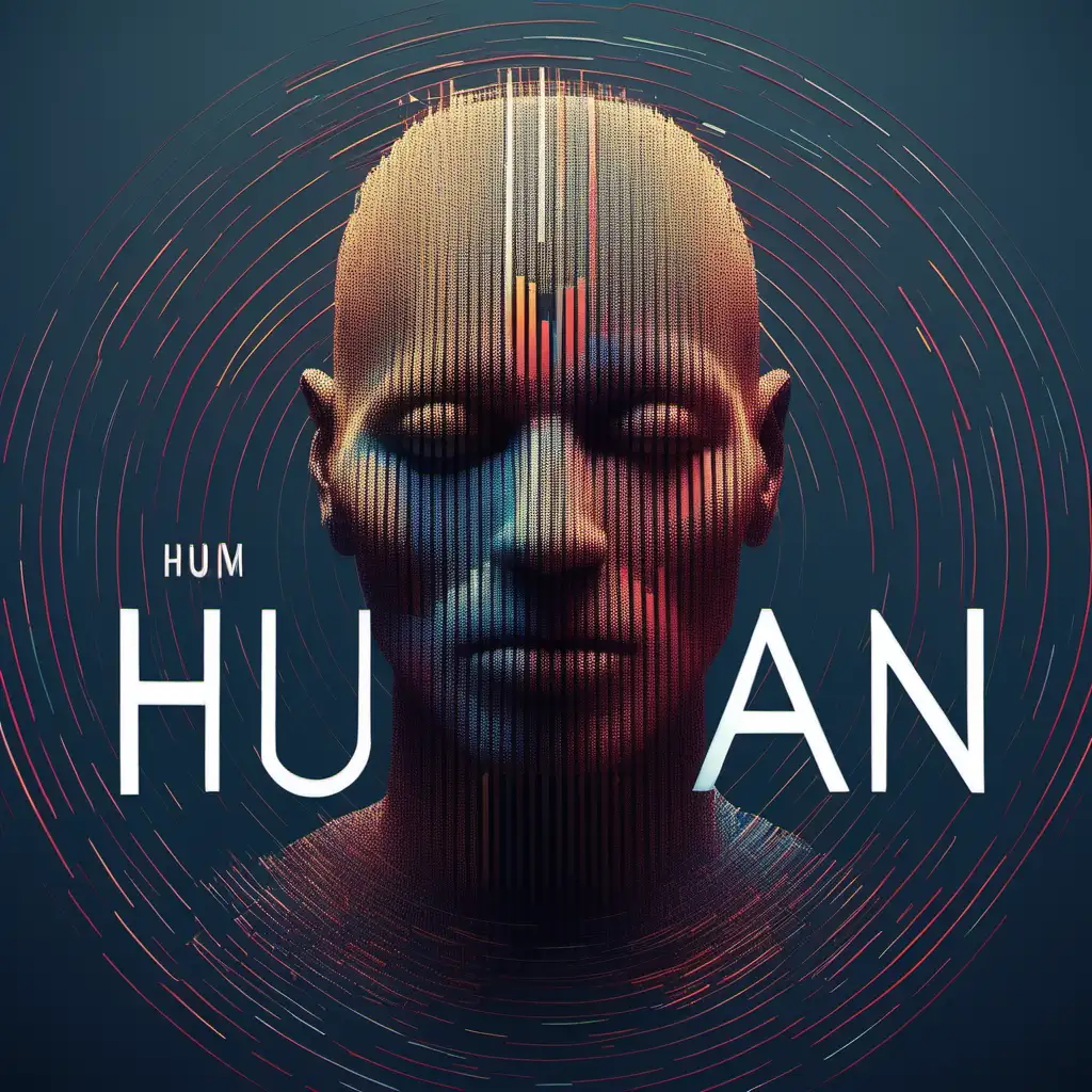 Genera la portada de un single titulado 'Human' de musica electrónica. Una representación abstracta 
