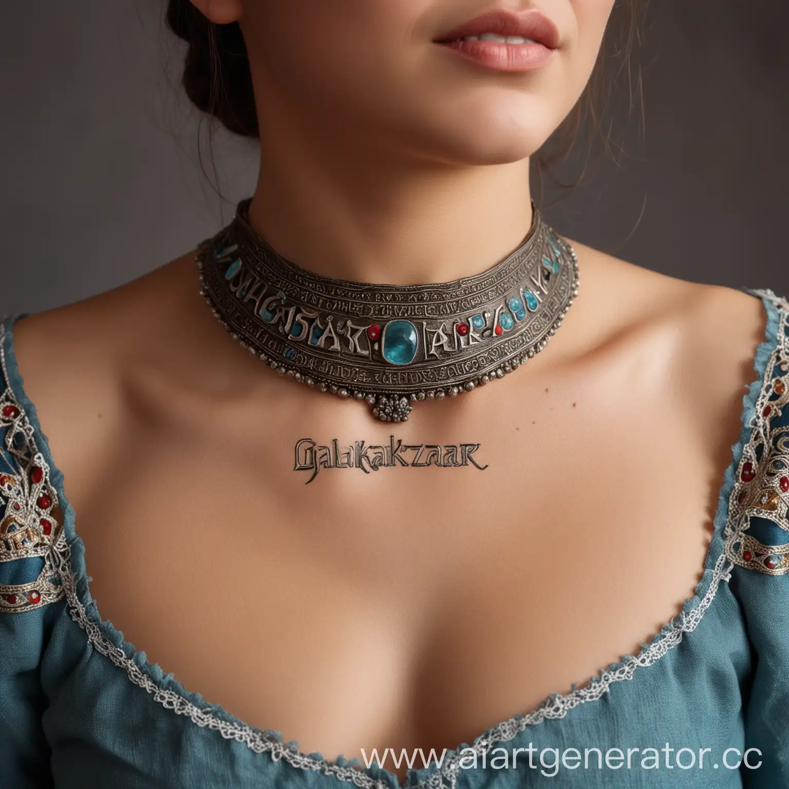 Elegant-Woman-with-Galaktazar-Inscription-on-Her-Neckline