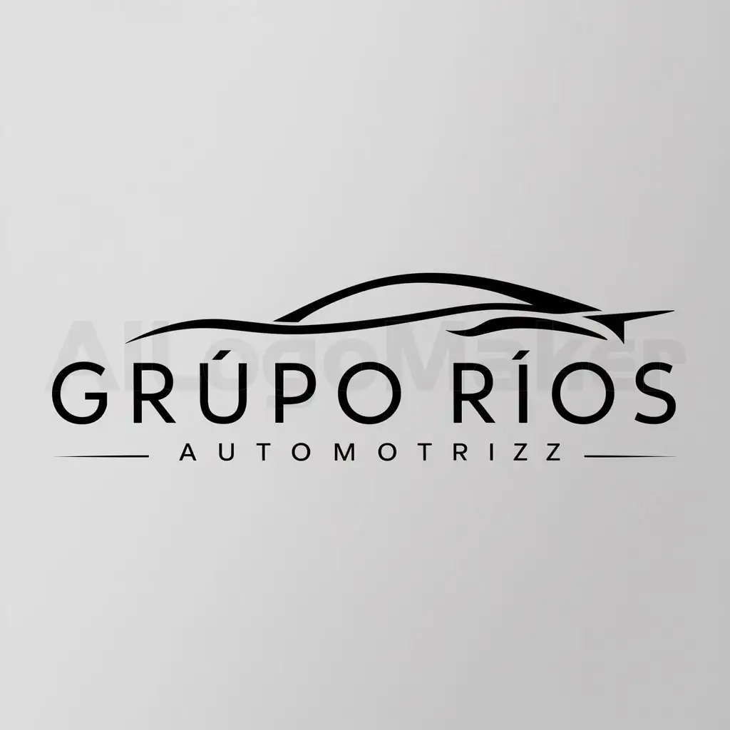 a logo design,with the text "GRUPO RIOS", main symbol:AUTOmotriz,Minimalistic,be used in Automotive industry,clear background