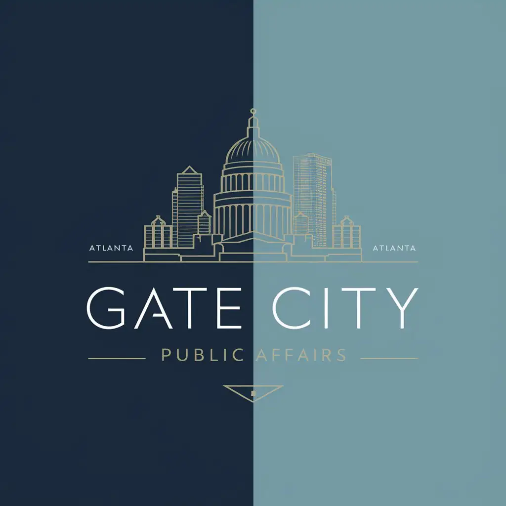 LOGO-Design-For-Gate-City-Public-Affairs-Georgia-State-Capitol-Inspired-Emblem-in-Atlanta-Skyline-Colors
