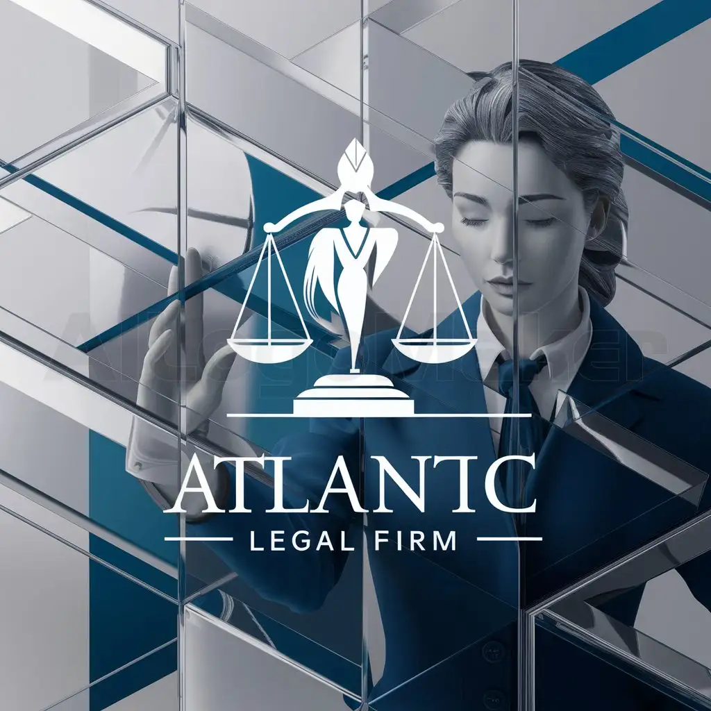 a logo design,with the text "Atlantic Legal Firm", main symbol:woman in weigh balance,complex,clear background