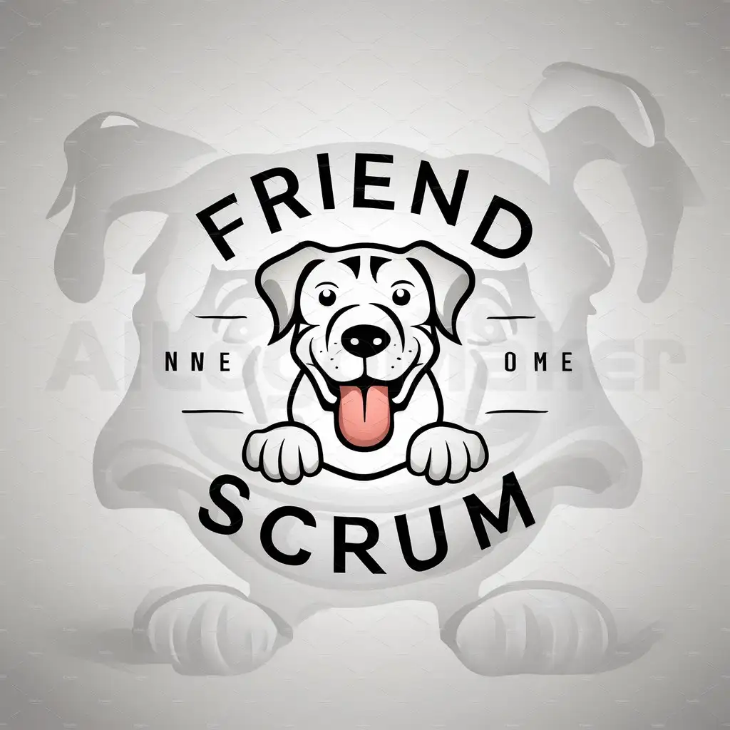 a logo design,with the text "Friend Scrum", main symbol:dog,complex,clear background