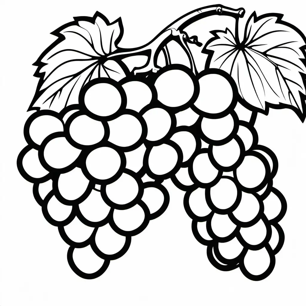 Simple-Grapes-Coloring-Page-Black-and-White-Line-Art-on-White-Background