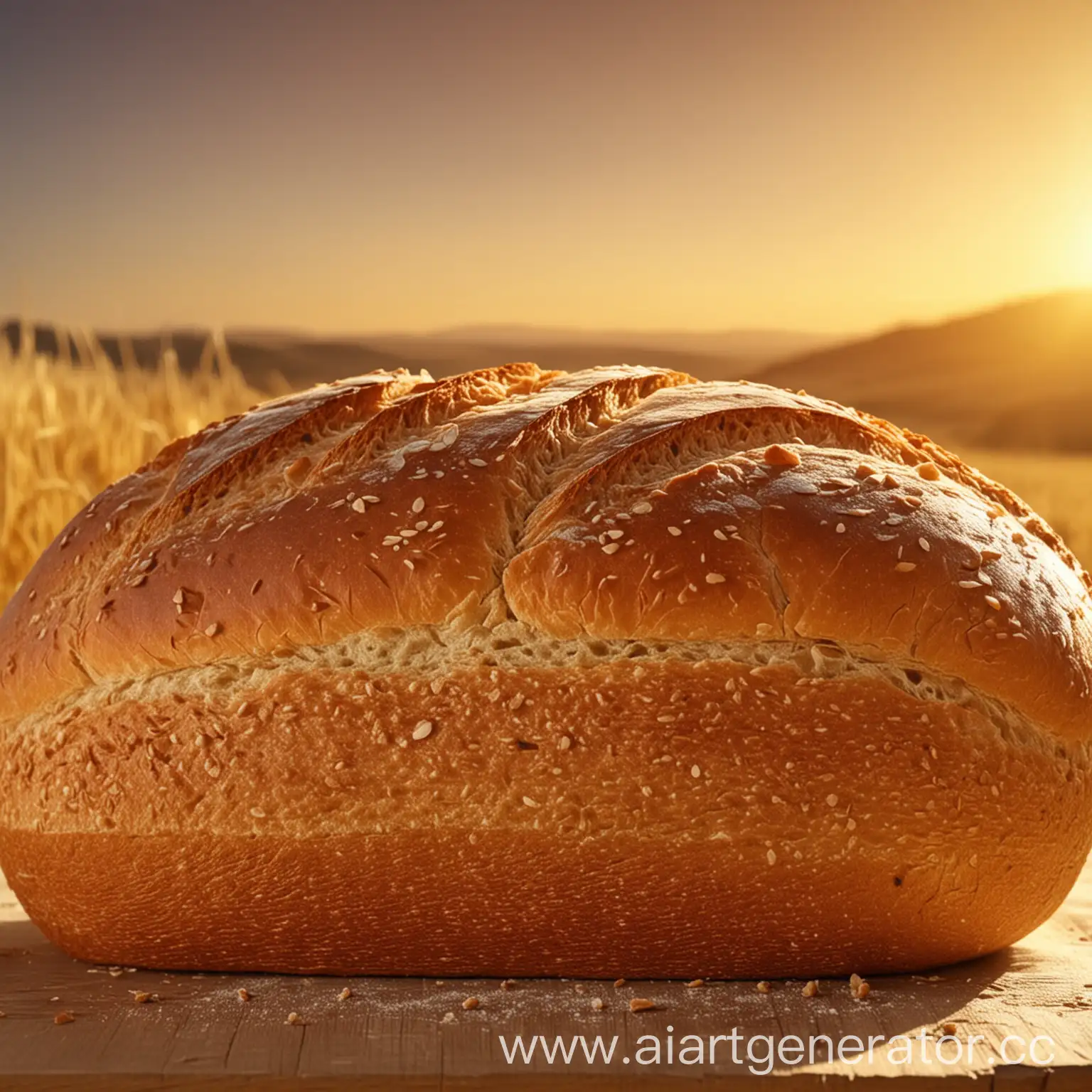 Golden-Sunrise-Over-a-Crunchy-Loaf-of-Freshly-Baked-Bread