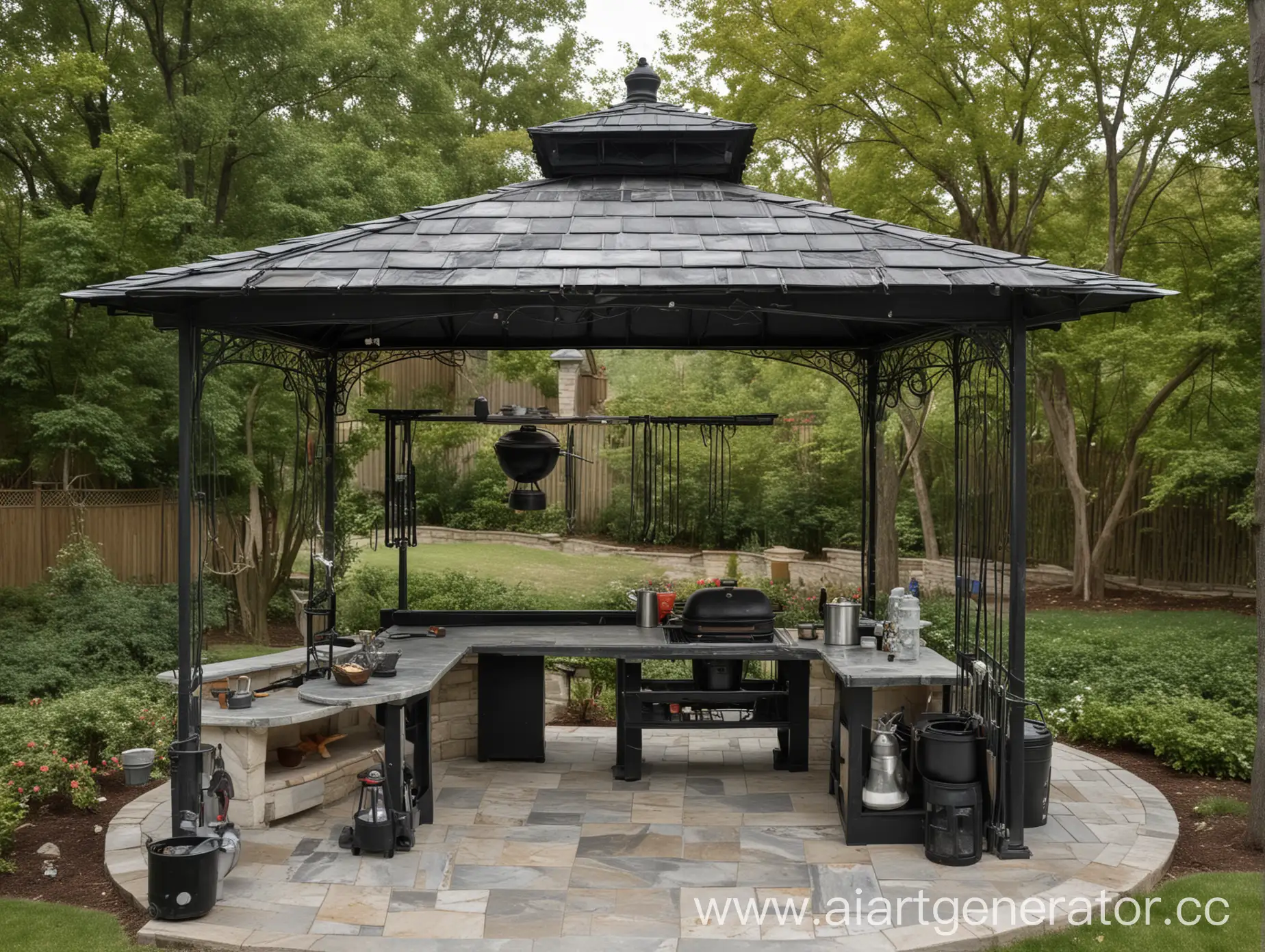 Outdoor-Barbecue-Gazebo-with-Cauldron-and-Grill