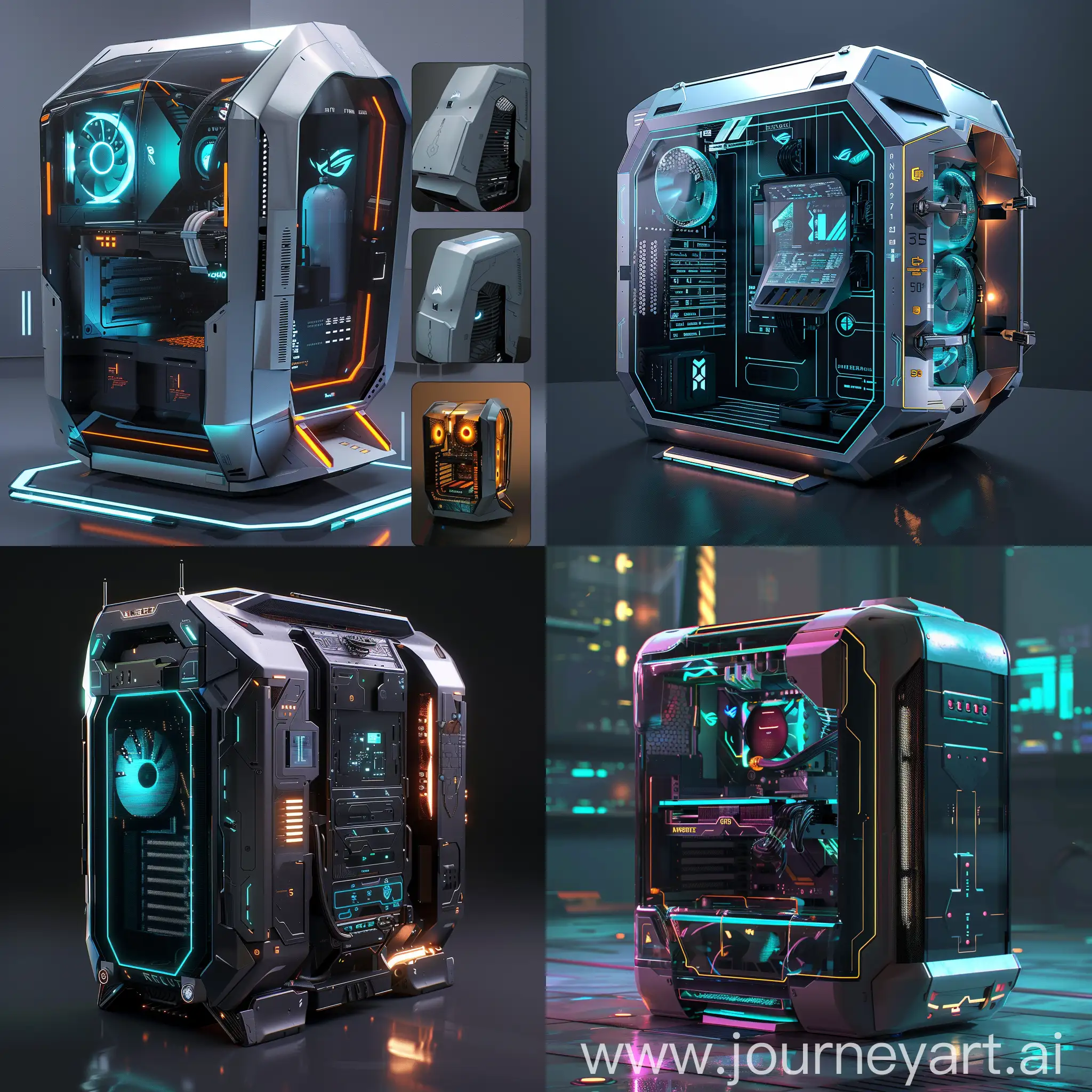 Futuristic-PC-Case-with-Integrated-Liquid-Cooling-and-Holographic-Display