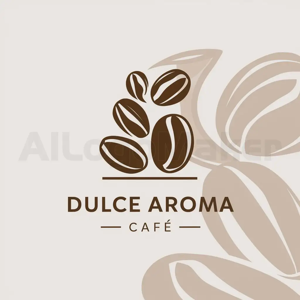 a logo design,with the text "dulce aroma cafe", main symbol:grains of coffee,Moderate,clear background