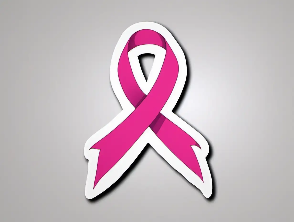 White Background Cancer Awareness Ribbon Sticker